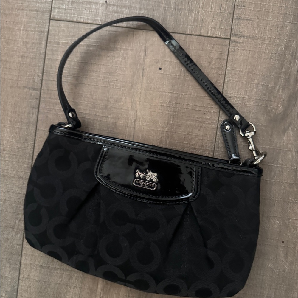 Coach Black Monogram Wristlet